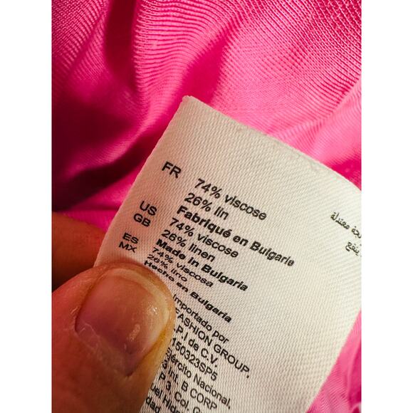 SANDRO Pink Collar Front Button Closure Asymmetrical Elvira Dress Size 36 - Picture 16 of 16